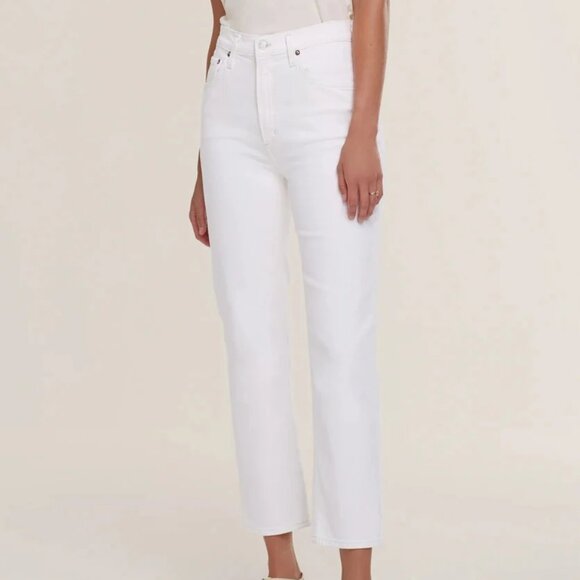 AGOLDE Wilder Straight Leg High Rise Jean in Ivory White Sz 25 (a156 1085) - Picture 1 of 9